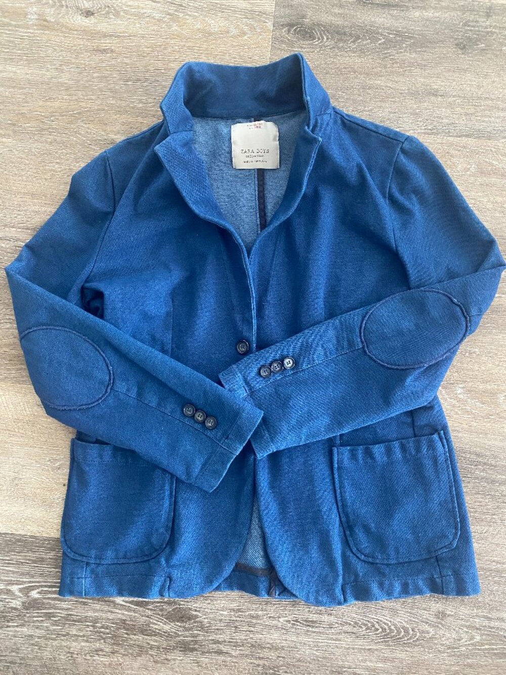 Zara Boys Indigo Blue Casual Blazer Jacket Elbow Patches Size 11/12